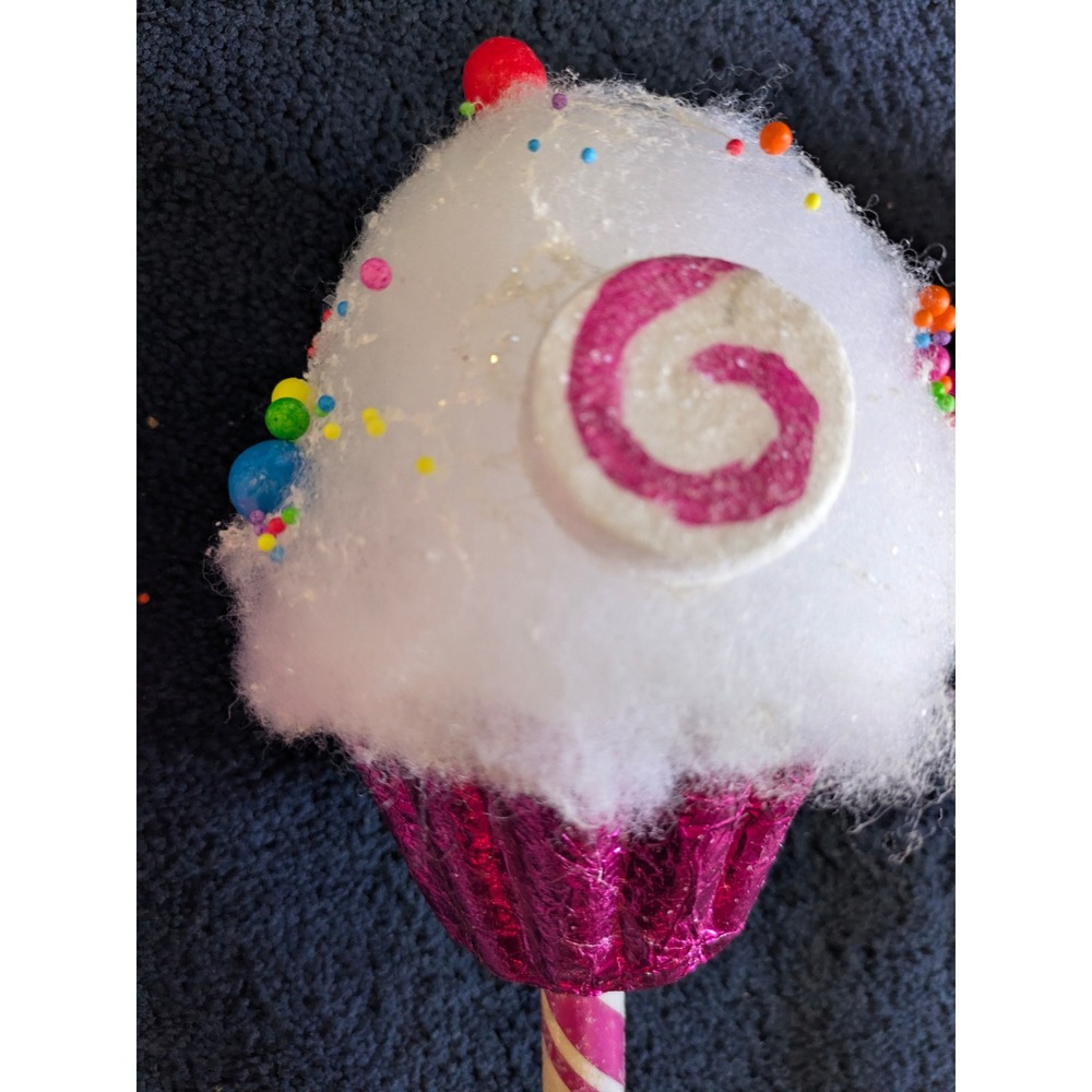 Cupcake Lollipop Christmas Tree Picks Pink White Candy Land Decor 5pc 20 inch - Picture 5 of 9